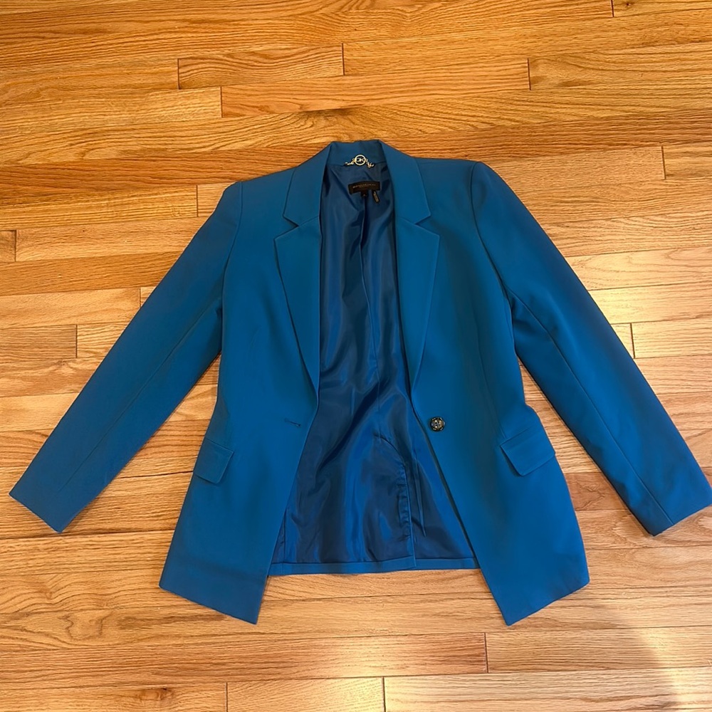Donna Karan New York Womens Single Button Blazer Jacket Blue Size 6